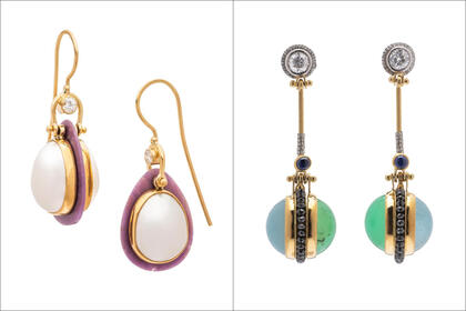 Boyd.rose white green and blue earrings