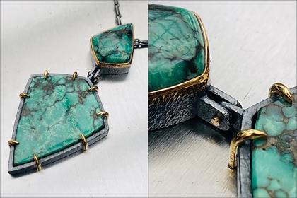 Boyd.Hinged Pendant with Green Blue stones