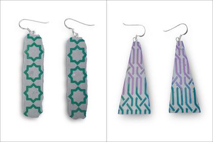 Nashef.Green and Pink Cement Earrings