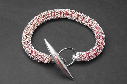 Raskin.Silver and Red Bracelet