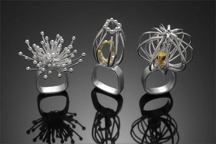 Werger.silver and gold wire tendril rings