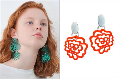Flora.red and green earrings
