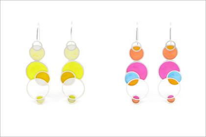 New.multi color circle drop earrings