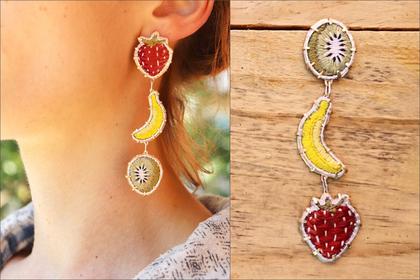 Pengelley.strawberry banana kiwi earrings