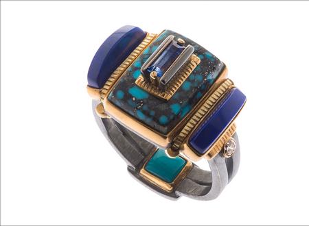 Boyd.Dark Blue Gold Dark Silver Rings