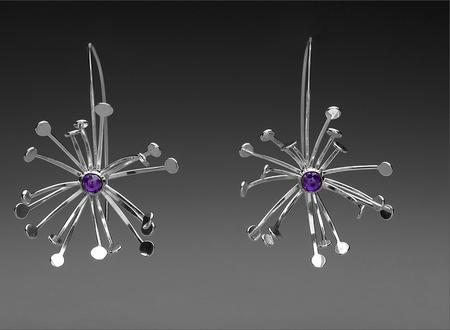 Raskin.silver flower gem earrings