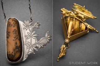 Baird.Silver Pendant and Gold Brooch