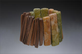 Bishoff.polymer and wood bracelet