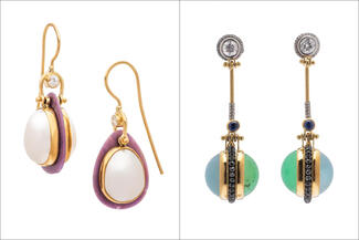 Boyd.rose white green and blue earrings