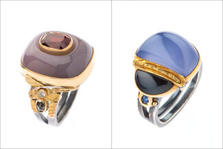 Boyd.rose red blue and black rings
