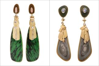 Boyd.green red brown and gold earrings