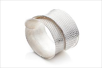 Cheminee.Stamped Silver Tapered Cuff