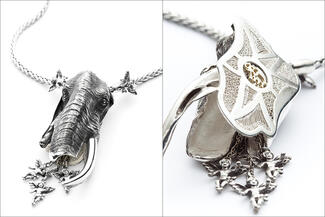 Cheminee.Filigree Elephant Pendant