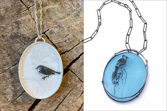 Conroy.enamel birt pendants