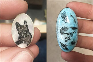 Conroy.enamel dog and animal samples