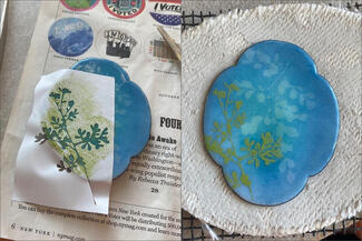 Conroy.enamel green plant stencil