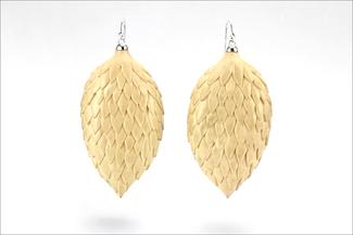 DiCaprio.wood leaf earrings