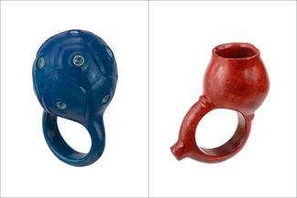 DiCaprio.wood rings in blue and red