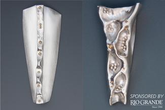 Foldformed argentium brooches by Cynthia Eid with Rio Grande logo