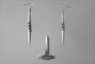 Garcia.twisted silver earrings and pendant