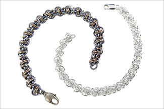 Karen.Two Screw Chain Bracelets in black and silver