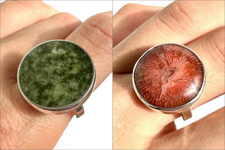 Keast.green and redish rings