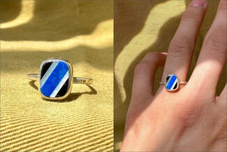 Keast.blue stone mosaic ring