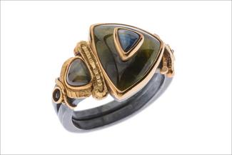 Boyd.Dark Green Gold Dark Silver Rings