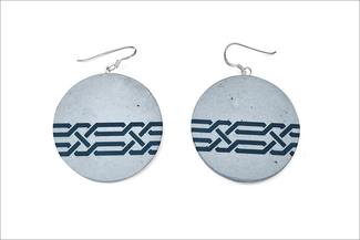 Nashef.Blue and Gray Circle Earrings