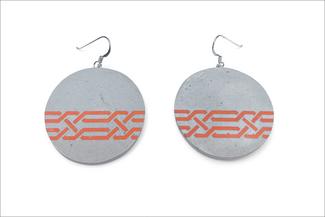 Nashef.Orange and Gray Circle Earrings