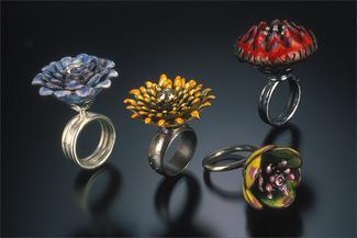 Osgood.enamel flower rings