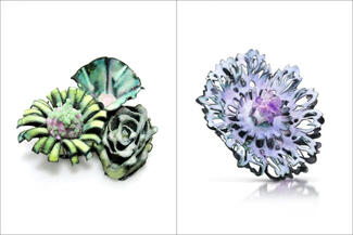 Osgood.botanical form in green and blue purple