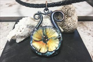Pastel.Forged Flower Pendant