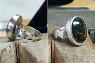 Vanaria.bezel cab rings front and back