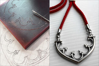 Veverka.wax block and necklace