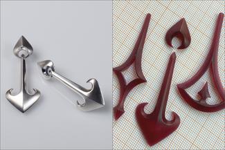 Veverka.wax pointy pendants and silver earrings