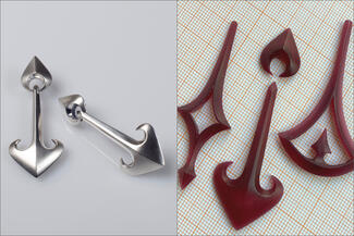 Veverka.wax pointy pendants and silver earrings