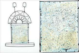 Wells.Blue Yellow Enamel Window
