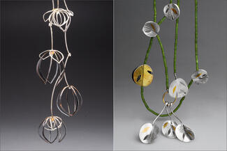 Werger.silver and gold drop necklaces