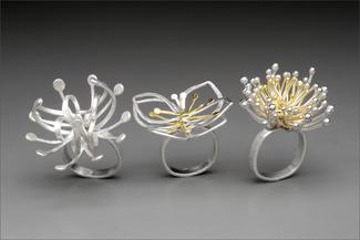 Werger.silver and gold flower rings