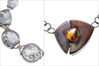 Gardner.bubble necklace and trapezoid stone pendant