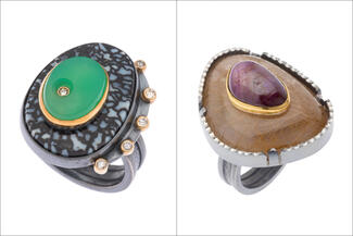 Gardner.bezel rings with multiple stones