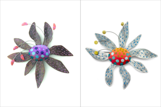 Botanical jewelry by Bonnie Bishoff made with polymer clay and metal