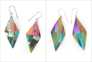 Bishoff.multi color polymer diamond shape earrings