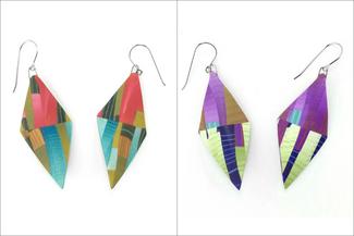 Bishoff.multi color polymer diamond shape earrings