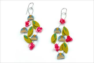 Bishoff.earrings in polymer green and pink