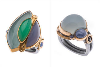 Boyd.gray green purple silver rings