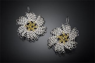 Dunnigan.knit earrings silver and gold
