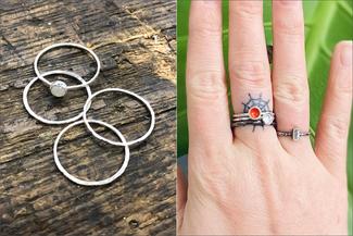 Flora.stacking rings with orange and white 