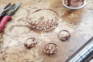 Garcia.copper spiral rings and bracelet